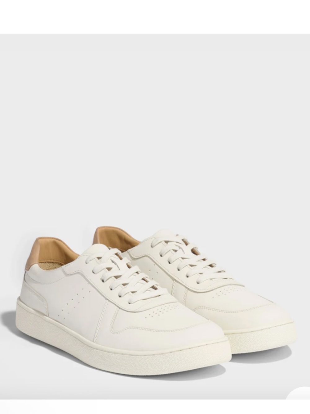 New In Box: Nisolo Bria White Leather Court Sneakers Tan Heel NIB Sz 7, 8